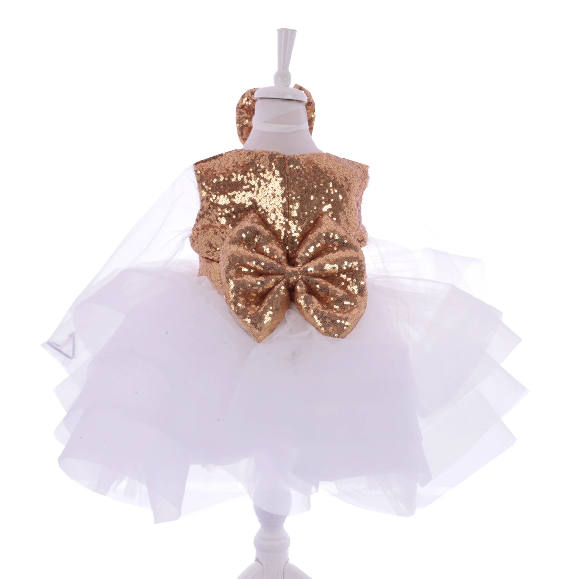 Gold White Tutu Skirt Summer Spring Baby Girl Clothes Birthday Party Wedding Dress Kids Dresses Dress For Girls Clothing