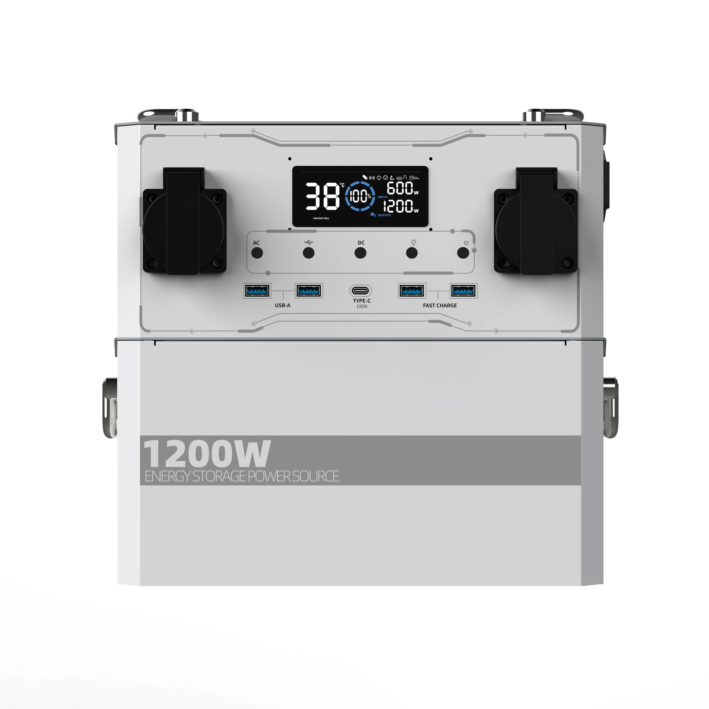 ANSUN Portable Power Station 1200W Solar Panels Generator Outdoor LiFePO4 Battery Outdoor Bank