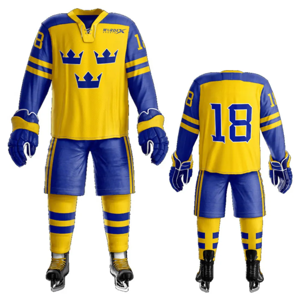 High quality vintage custom embroidered long sleeve custom unisex  hockey uniform