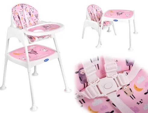 OEM Customized Factory Style 3-in-1 Supplies Pink High Chair Dining Table for Baby Feeding and Eating