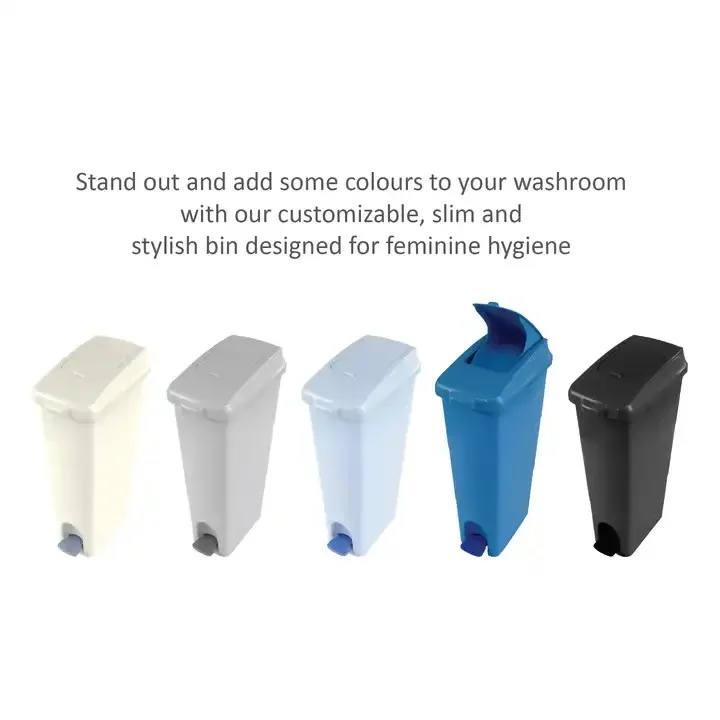 Customized 18-Liters Rectangular PP Lady Sanitary Bin with Foot Pedal Blue or Grey for Kitchen Waste Competitive Price