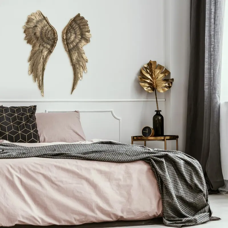 For Sale 2 Piece Angel Wing Bas Relief Wall Decor Set Metal Home Decor Interior Home Decor In Wholesale Prices