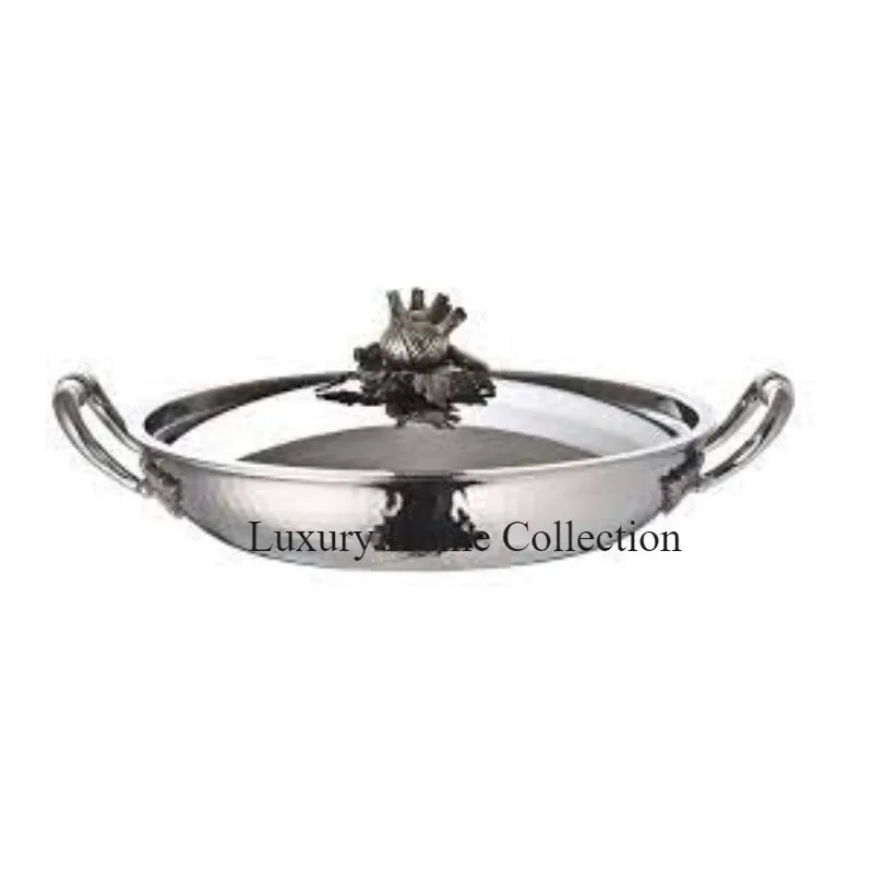 Slim Design Metal Casserole Ruffoni  Dish Silver Color Mirror Polished stainless steel Handle And Lid Stainless Steel Hot Pot