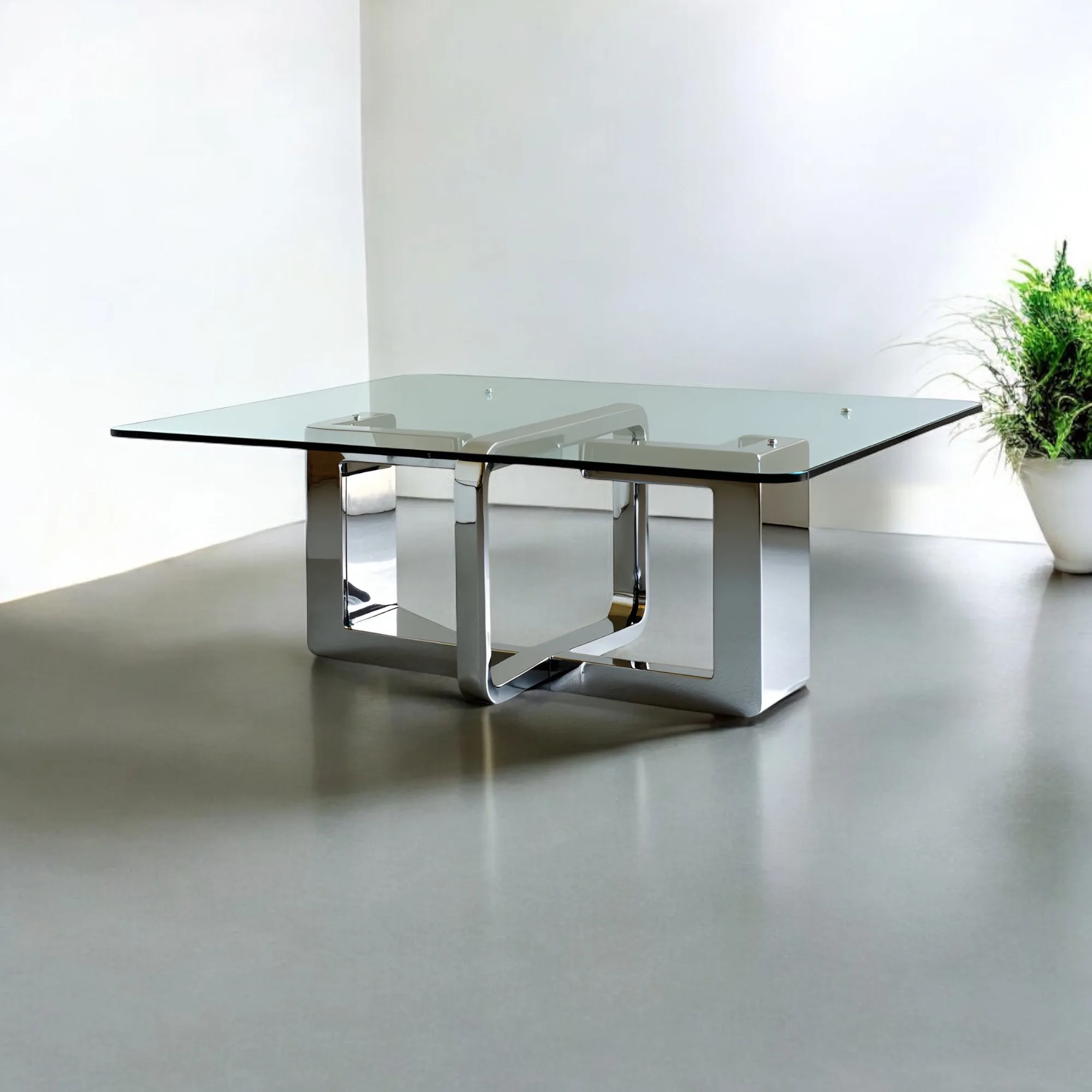 Glass Top Table with Mermaid Frame Glass Top Modern Affordable cheap Metal Furniture Modern Looks Trendy Design