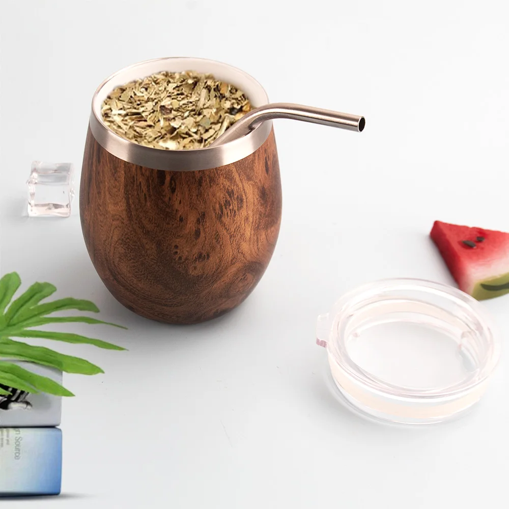 8Oz/300Ml Double Walled Stainless Steel Yerba Mate Cup Custom Logo Mate Gourd Tea Coffee Cups