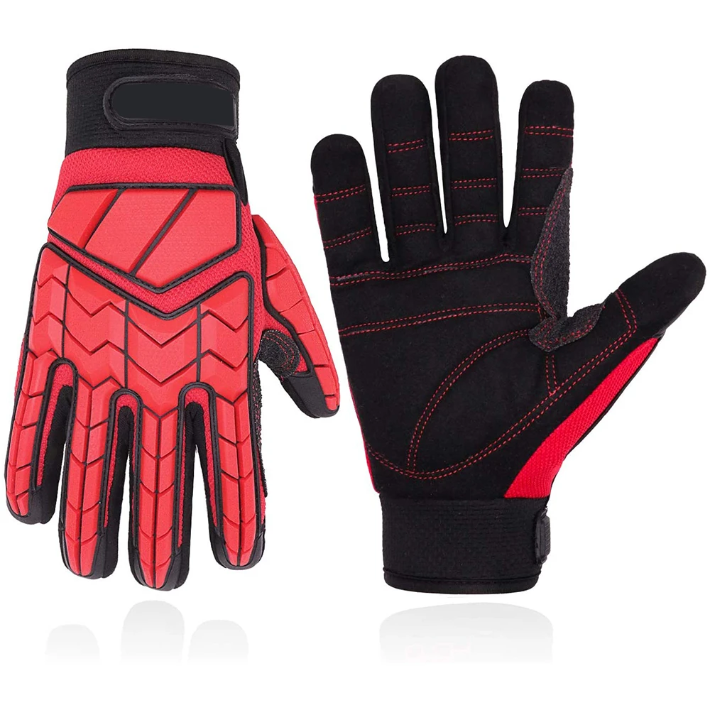 Custom Made Anti Slip Cut Resistant Anti-vibration TPR Mechanic Safety Work Impact Gloves leather mechanical glove 5 layer