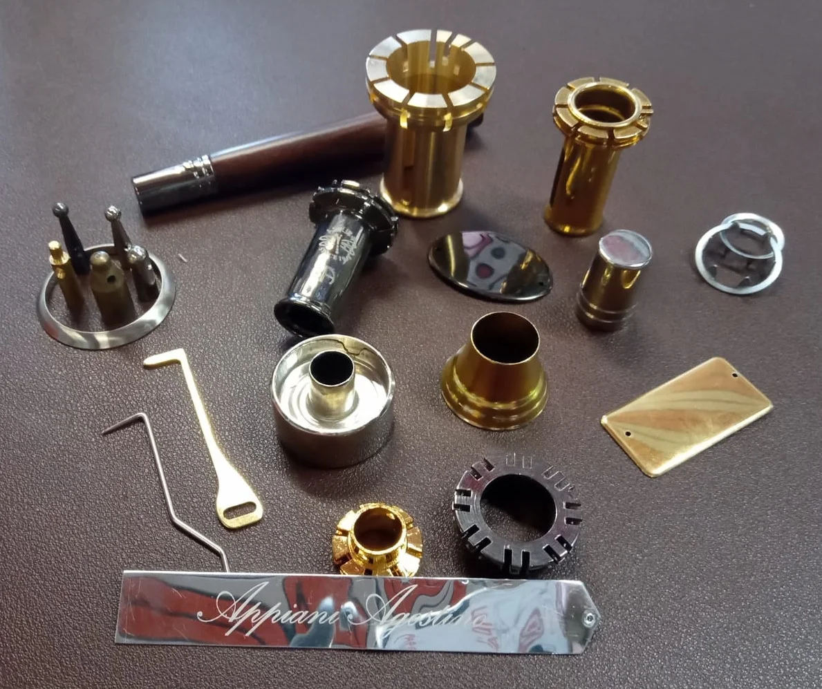 Italian Made Metal Set for Rain Umbrella:Runner,Tip Cup,Graff,Topnotch,Ferrule,Tips, Open Cap