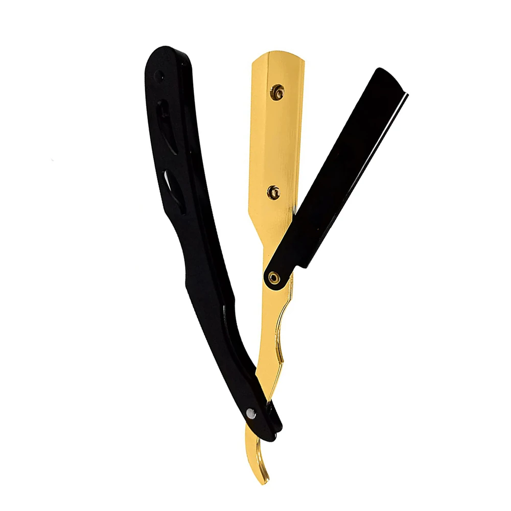 Customized Disposable Stainless Steel Straight Razors Gold Plated Beauty Salon Shaving Tools for Hair Face Body Shaving