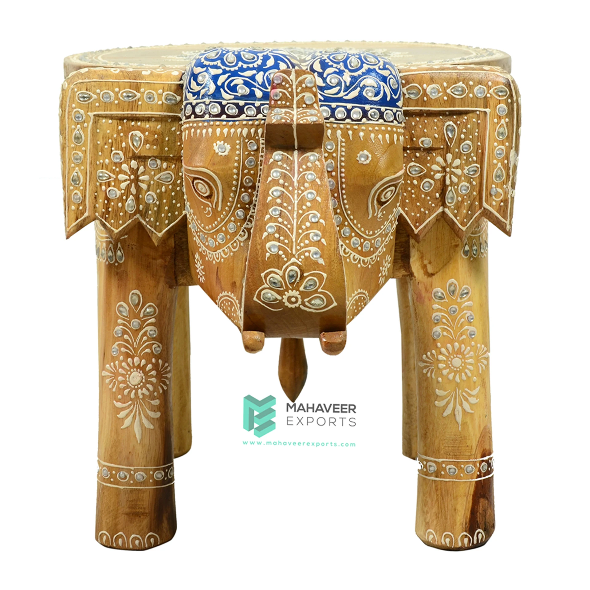 Best Selling Fine Hand Painted Wooden Elephant Stool Unique Designed Home Decor Furniture for Living Room / Drawing Room