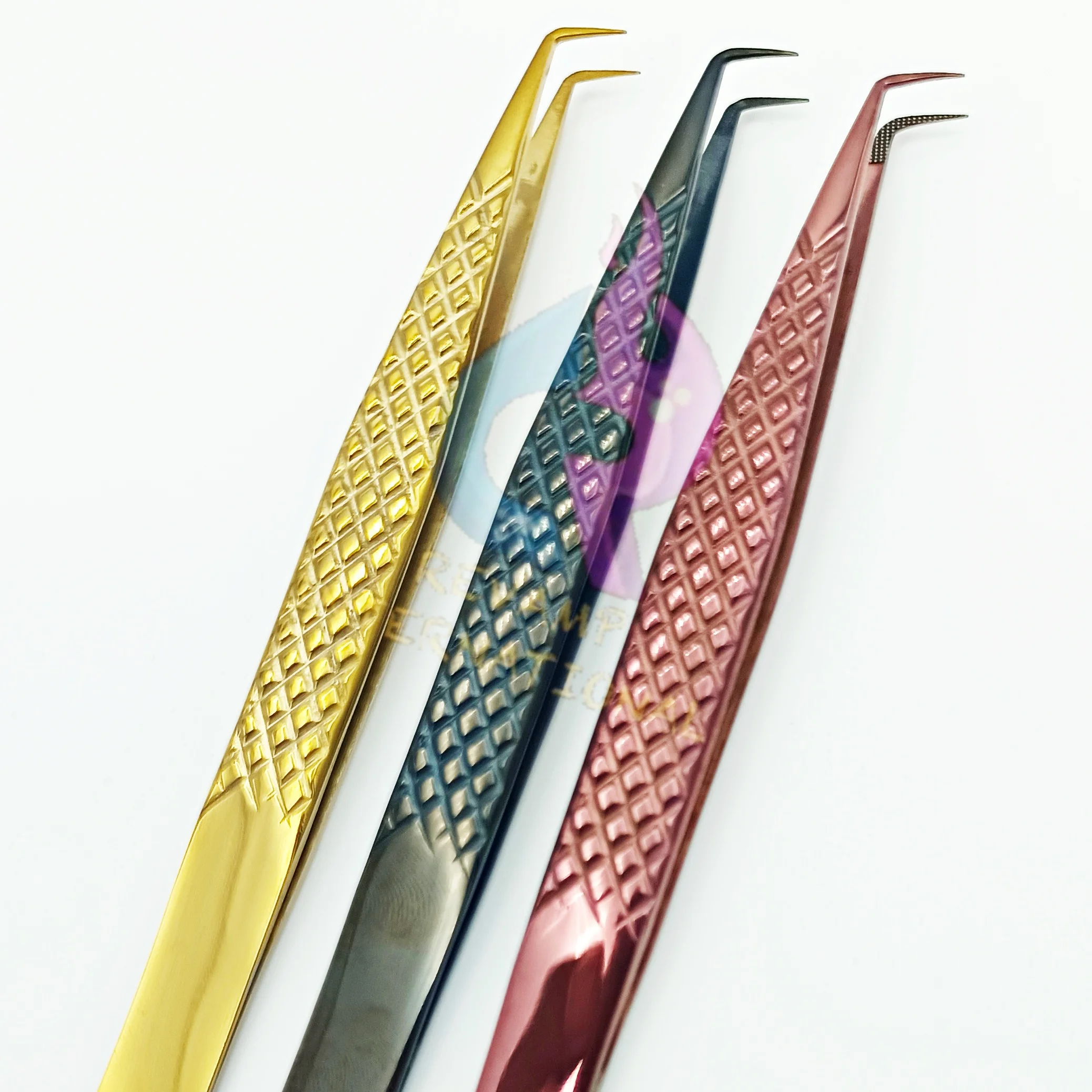 Private Label 90 Degree Slim Boot Eyelash Extension Tweezers Ideal For Perfect Fans Making Sustainable Diamond Dust Tip Tweezers