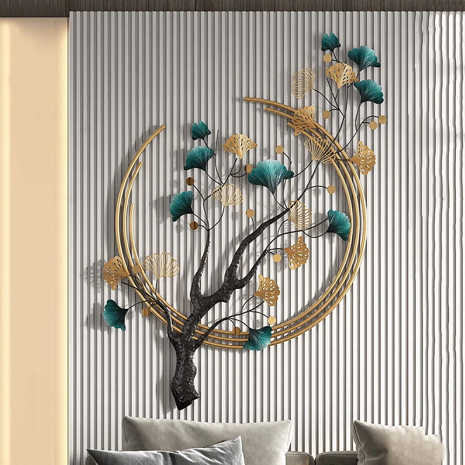Tree of Life Antique Wall arts With brass Gold Plated Luxury Rings New theme arrival Decorative Cheap Wall Arts Canvas Hot Sale