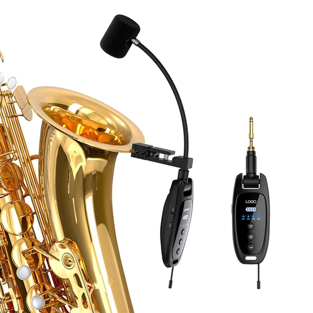 UHF Wireless Instruments Microphone, Saxophone Microphone, Wireless Receiver and Transmitter for Trumpets, Clarinet, Cello