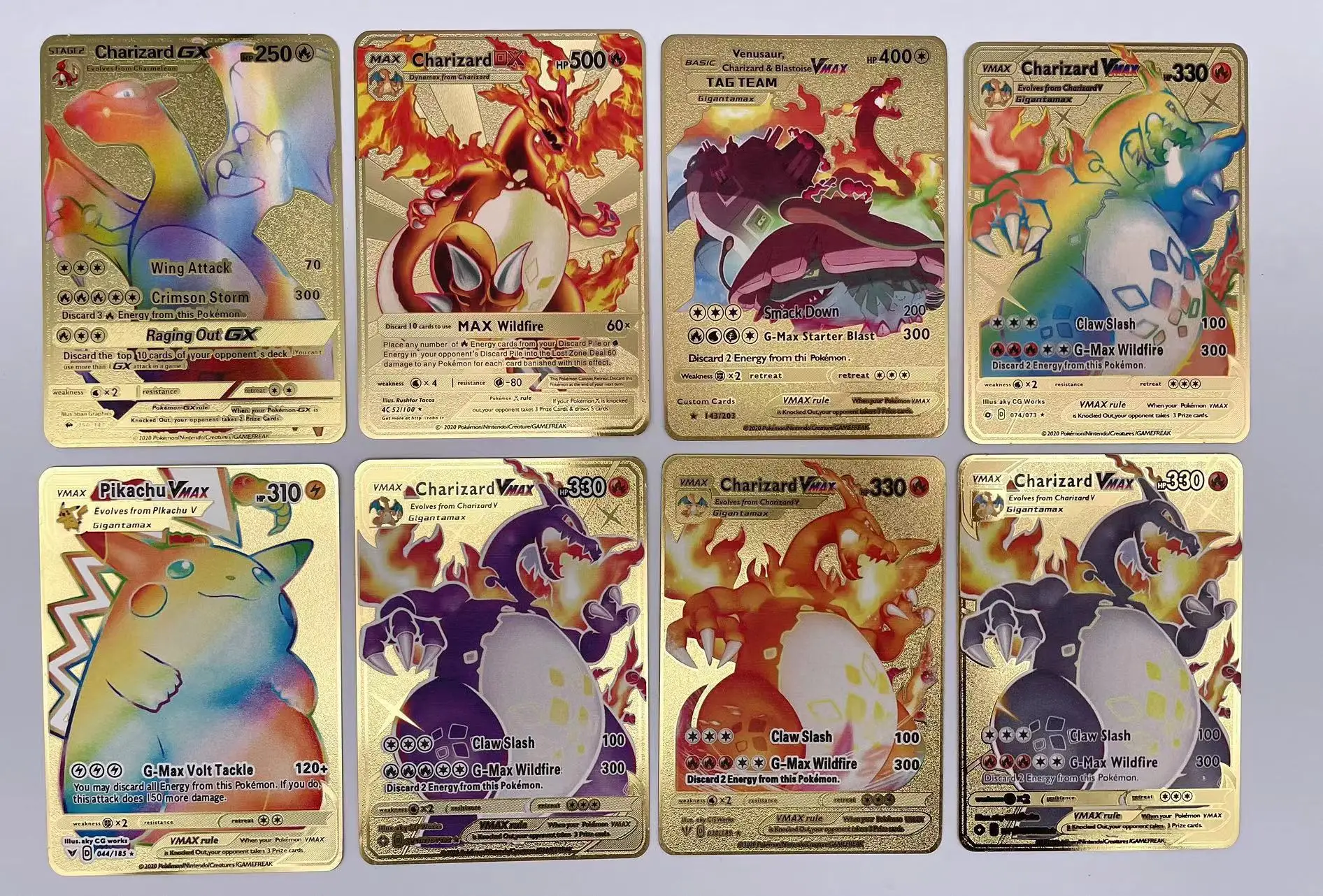 Poke mon Shining Charizard Dracaufeu 107/105 Gold Metal Custom Card - Neo Destiny Card