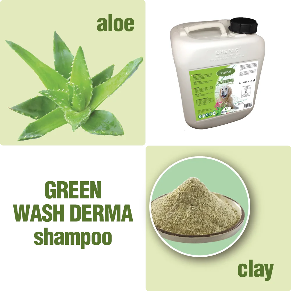 Top quality made in Italy with clay formulation GREEN WASH DERMA natural shampoo for all types of dogs 5L