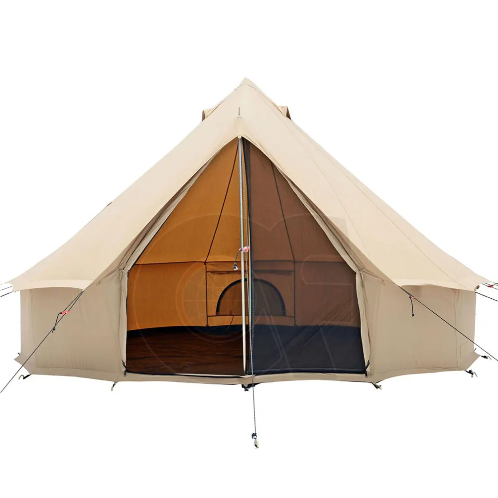 Оптовая цена 3 м 4 м 5 м 6 м 7 м семейная уличная хлопковая палатка 4 сезон туристическая парусиновая колокольная палатка для продажи