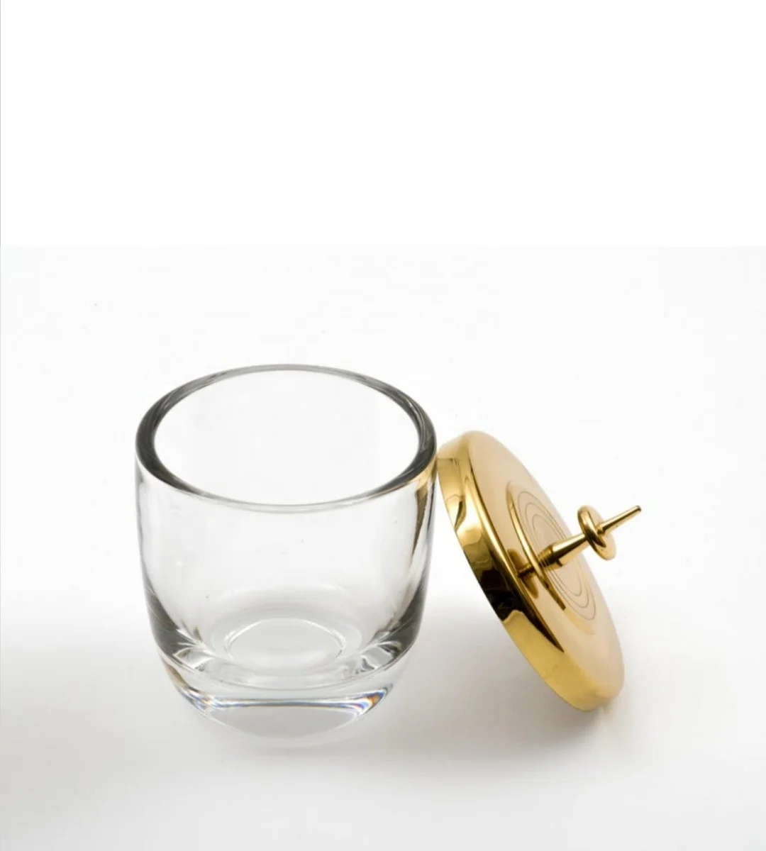 Custom Glass Canister With Gold Platted Leaf Lid For Storage Customized Metal Canister In Wholesale Price