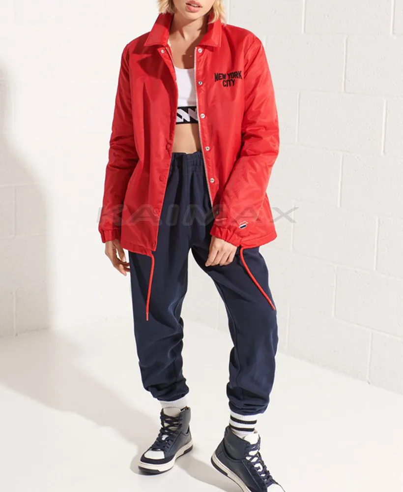 Cheap OEM Red Nylon Coaches Windbreaker Jacket Wholesale Outdoor Sports Coach Jacket Men Women