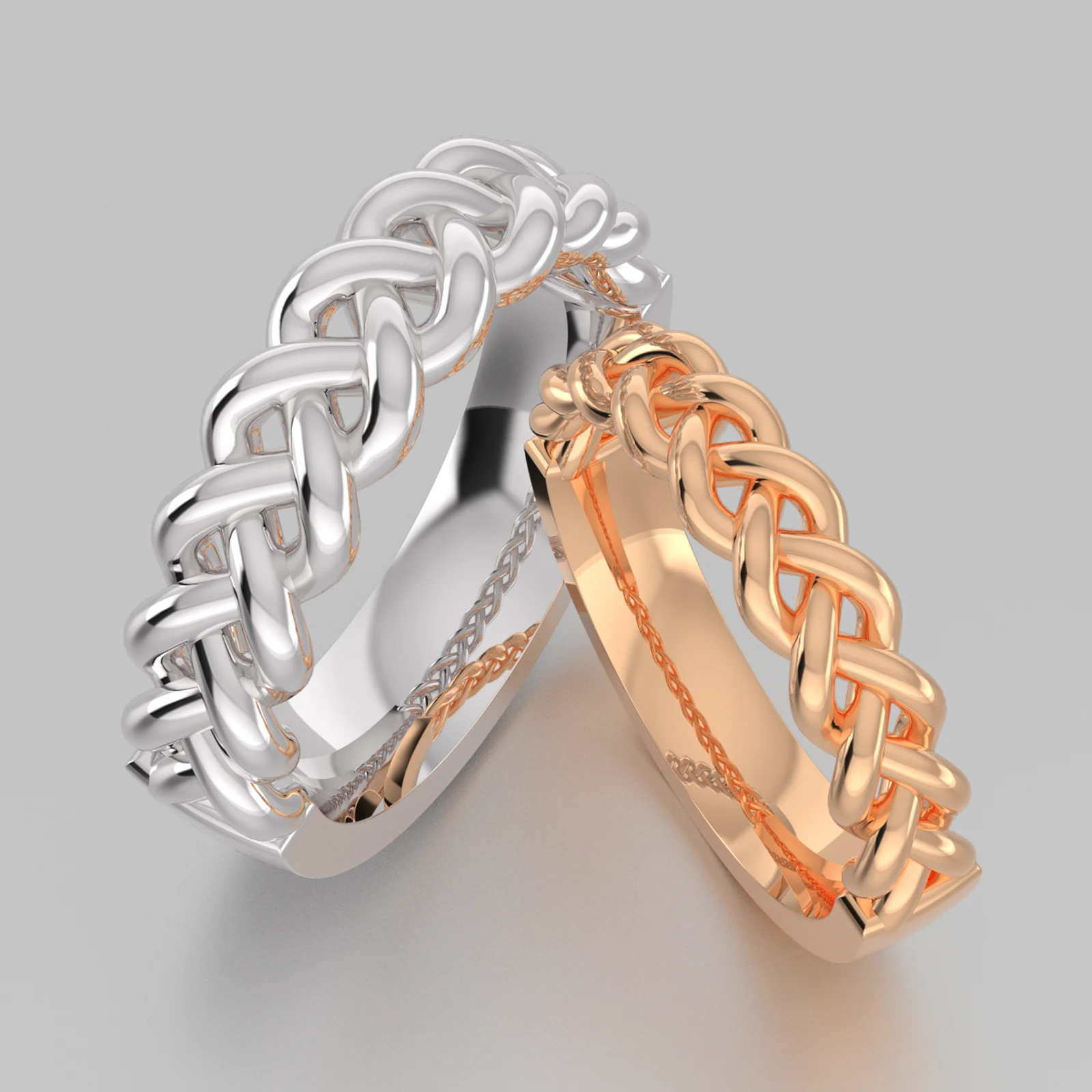 Couple Weaving Width 5mm 925 Sterling Sliver Rose Gold Plated Silver Ring 3.5mm Rings Anillo De Pareja Joyas Plata