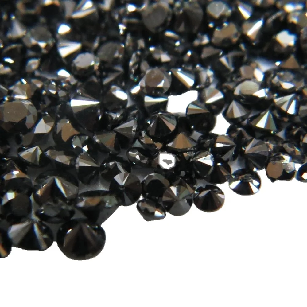 1.6-2mm Natural Loose Round Brilliant Cut Cut Fancy Black Diamonds for Setting Opaque Top Quality