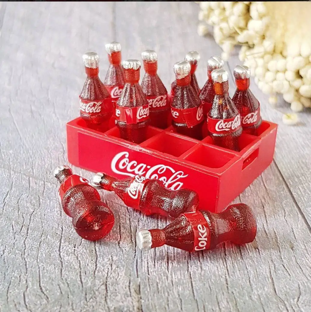 Dollhouse Miniatures Drink Beverage Coke Bottles Set Collectibles