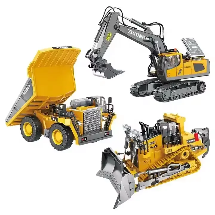 Electric 1:22 Alloy 2.4g 8ch Rc Metal Excavator Rc Rooter Truck Car Toys With Lights&Sounds