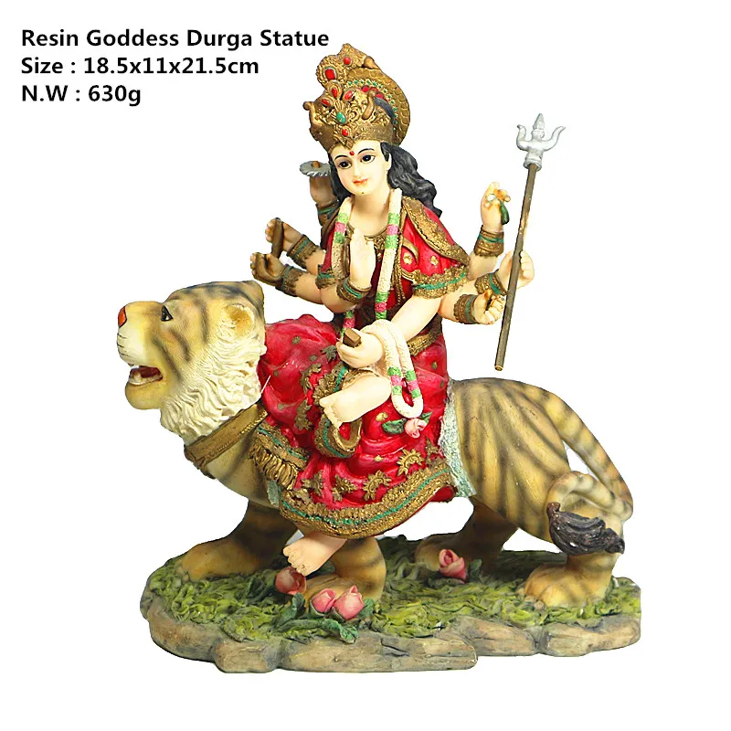 Multicolour Durga Idol Murti Religious Resin Sculpture for Home Temple Puja Decorative Diwali Gifts with Box Packaging
