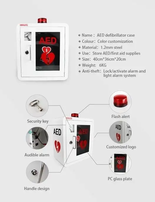 first aid box  with key AED  Alarmed Box for Automated External Defibrillator ( Cabinet)