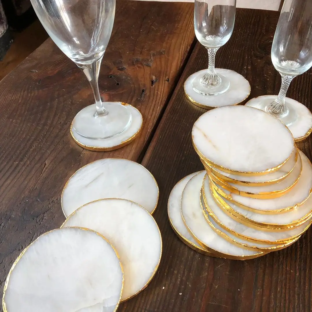 best selling crystal wholesale natural  WHITE AGATE  coaster for healing meditation metaphysical home decor gemstone coaster