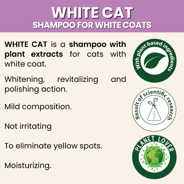 Top quality made in Italy plant based WHITE CAT SHAMPOO for cats with white coat delicate shampoo