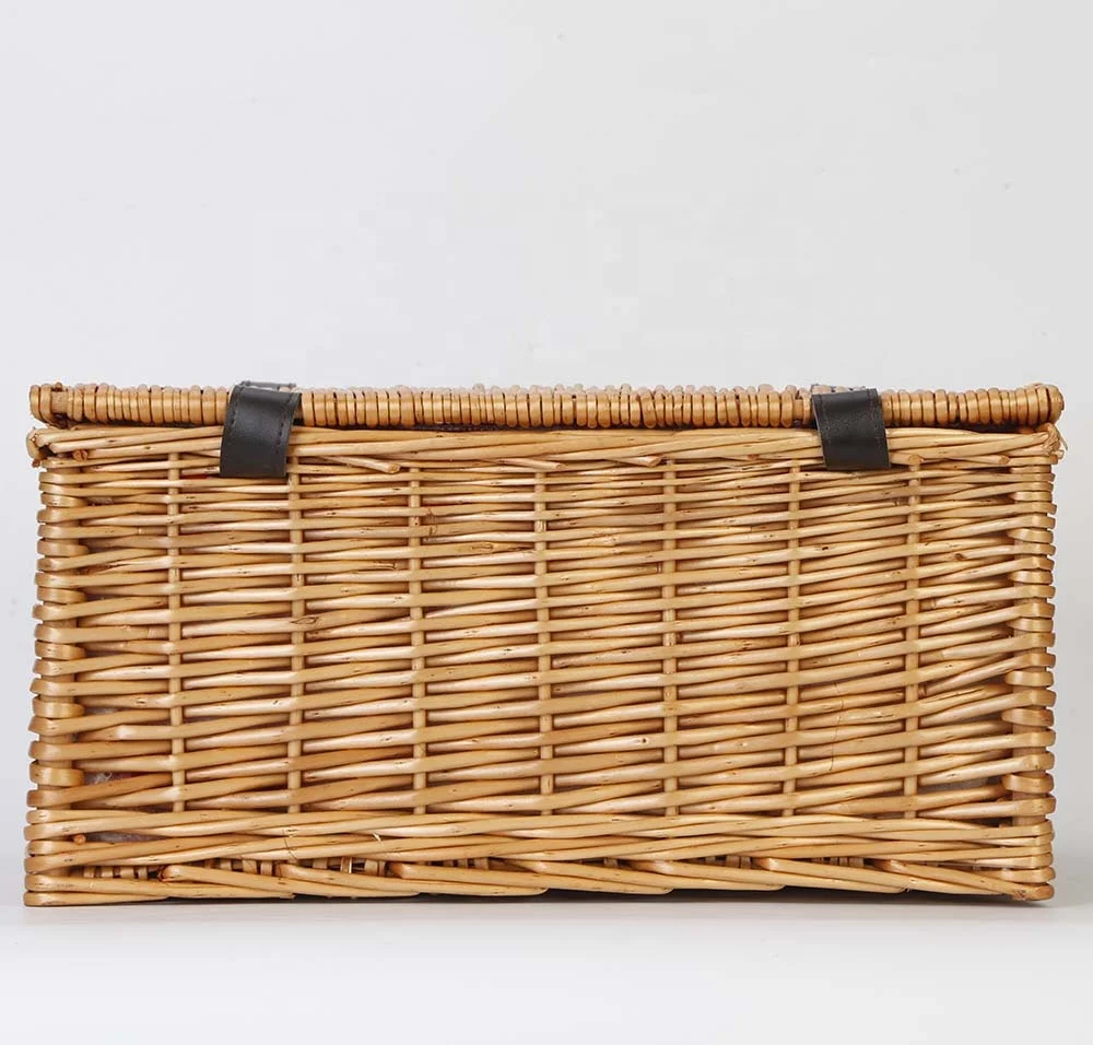 Wicker gift hamper basket round willow empty picnic basket with lining