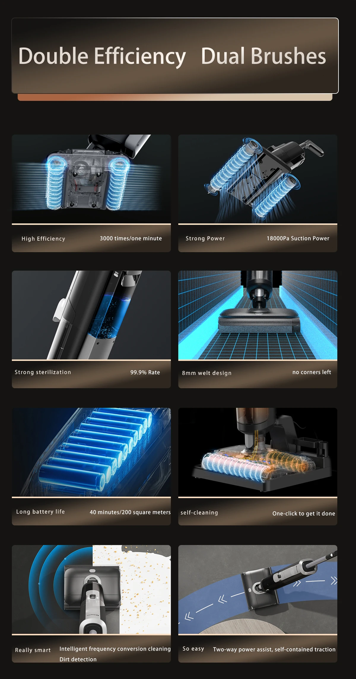 V5 Cordless Handheld Carpet Machine Double Roller Brushes for Home Use Mop With Self Cleaning Wet and Dry Vacuum Cleaner