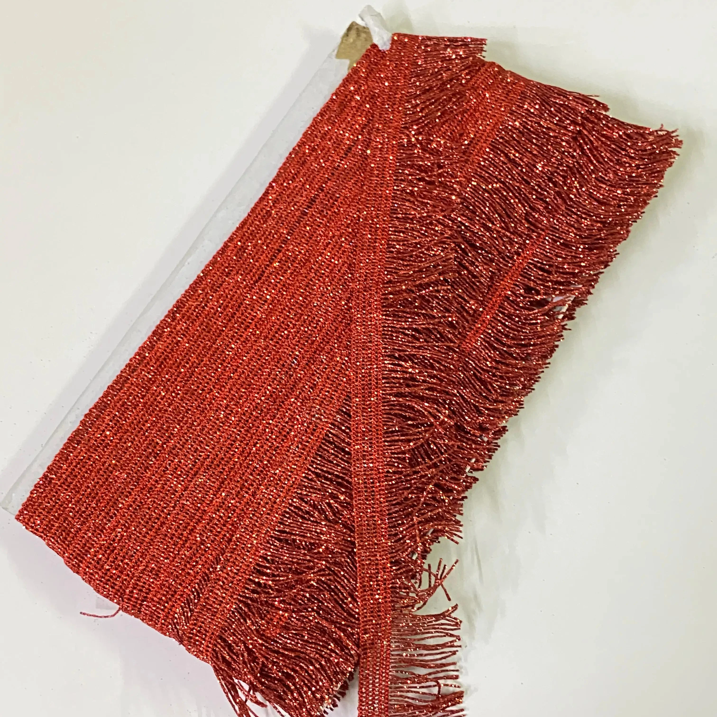 Red Glitter Metallic Lace Trim Tassel Fringes Bullion Lace Trim For Garments Decoration of Christmas Tree