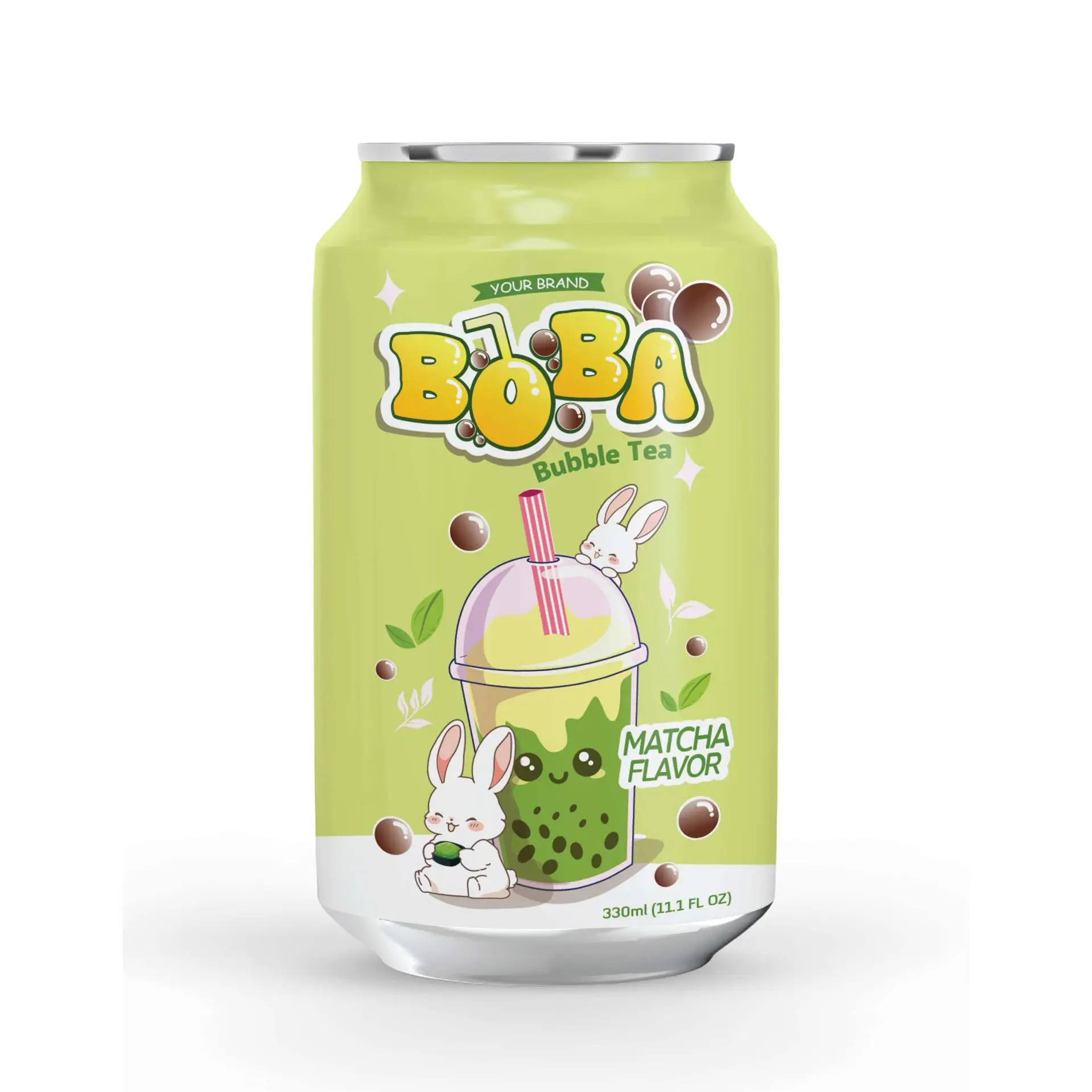 Private Label 330ml Taiwan Matcha bubble tea with popping boba