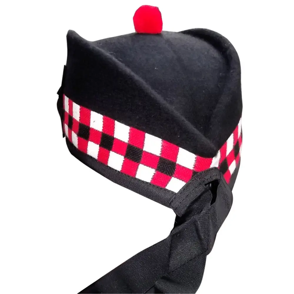 Glengarry Hat Plain Black 100% Pure Wool