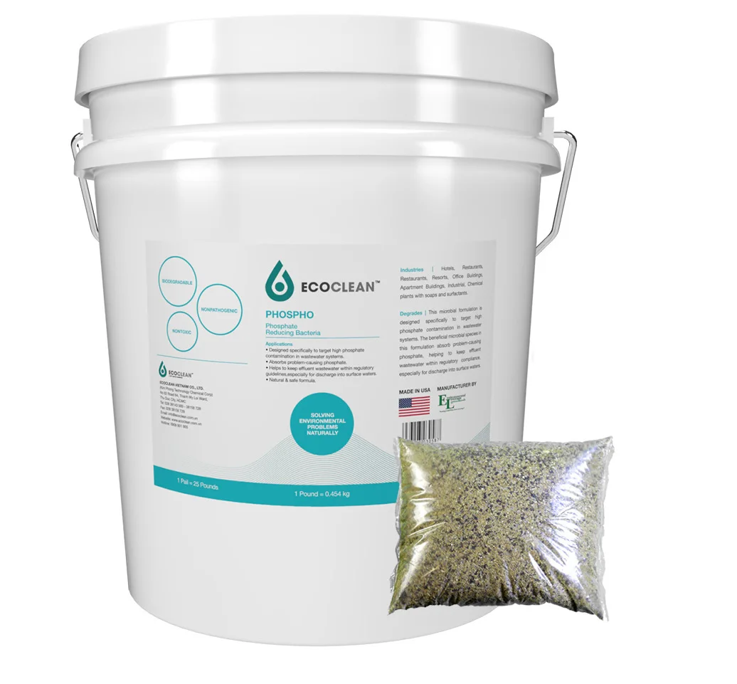 Phosphate Reducing Microbiology in Industrial Waste Water Treatment  Eco-Friendly OEM Service -Ecoclean Phospho- 25 Lbs