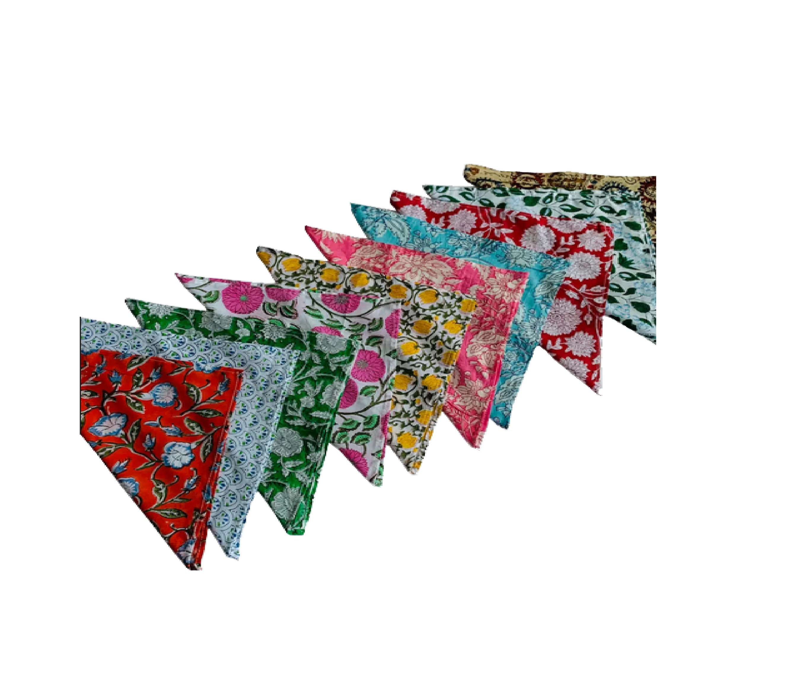 Factory Direct Supply 100% Cotton Handmade Block Floral Print Ethnic Assorted Custom Hotel Restaurants Dinner Table Napkins Set