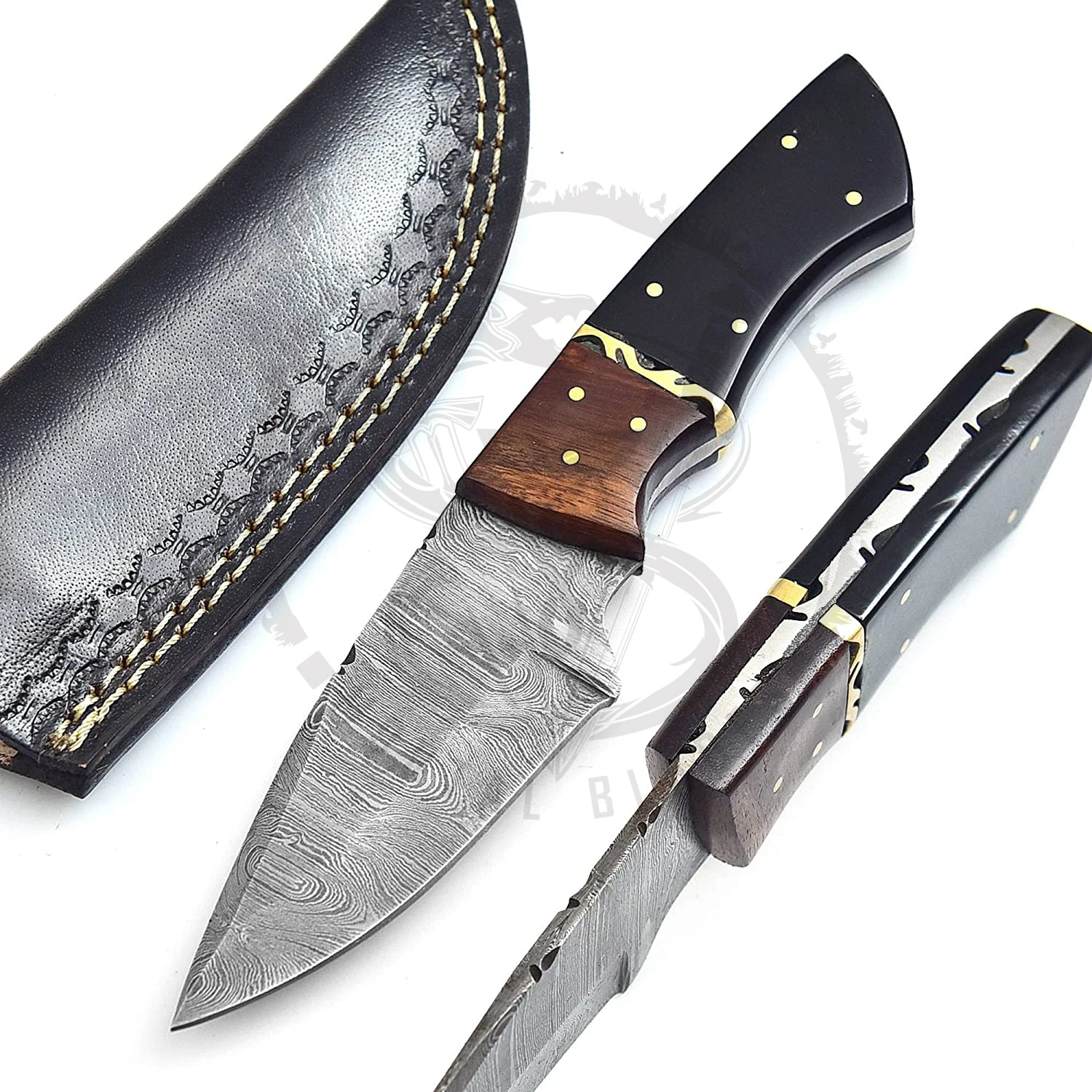 Damascus Hunting Knife Hand Forged Outdoor Equipment Handmade Pocket Knife Fixed Blade Buffalo Horn Handle Straight Knife
