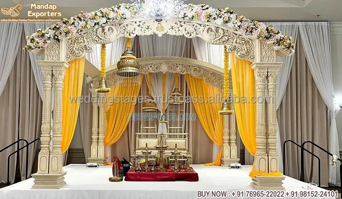 Fabulous Wedding Wooden Look FRP Mandap Traditional Indian Style Wedding Mandap Decor Hindu Wedding Wooden Look FRP Mandap