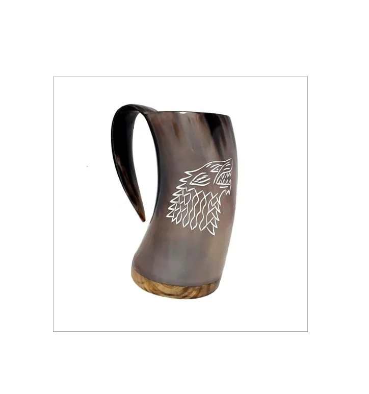 Handmade Manufacturer Viking Drinking Horn Mug Highly Finishing Custom Size Buffalo Horn Mug Handmade Product For Good Sale