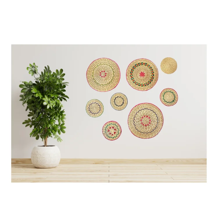 High Quality Natural Rattan Seagrass Woven Basket Shape Wall Hanging Bedroom Living Room Decoration Handmade Furniture Price