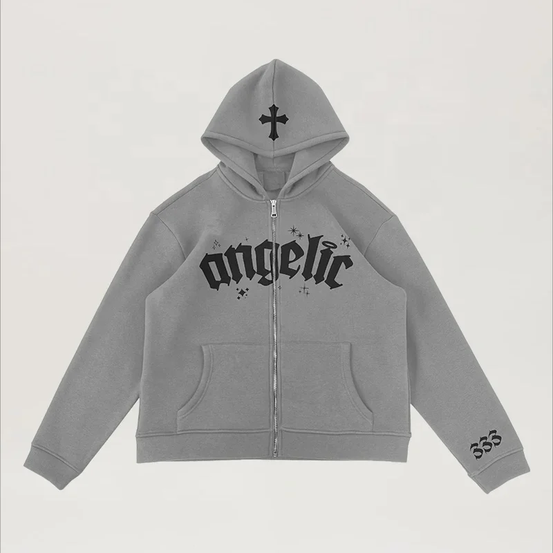 y2k Oversize Zip Up Hoodie Wholesale Men Streetwear 100% Cotton Full Face Zip Up Hoodie Custom Men Winter Fashion Clothing