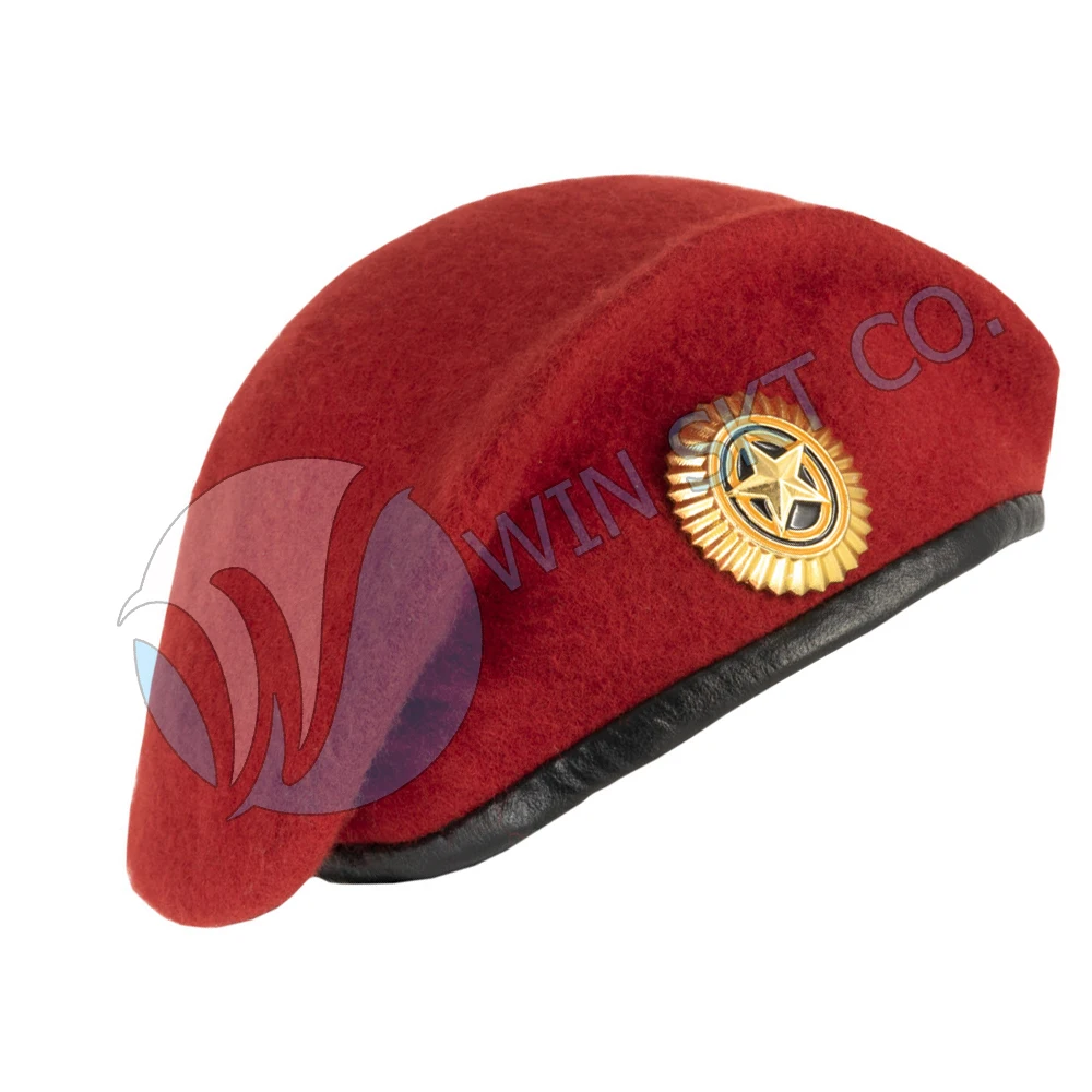 2022 Navy Blue Beret With Insignia Black Mariners Beret With top quality 100% Wool Hats And Caps