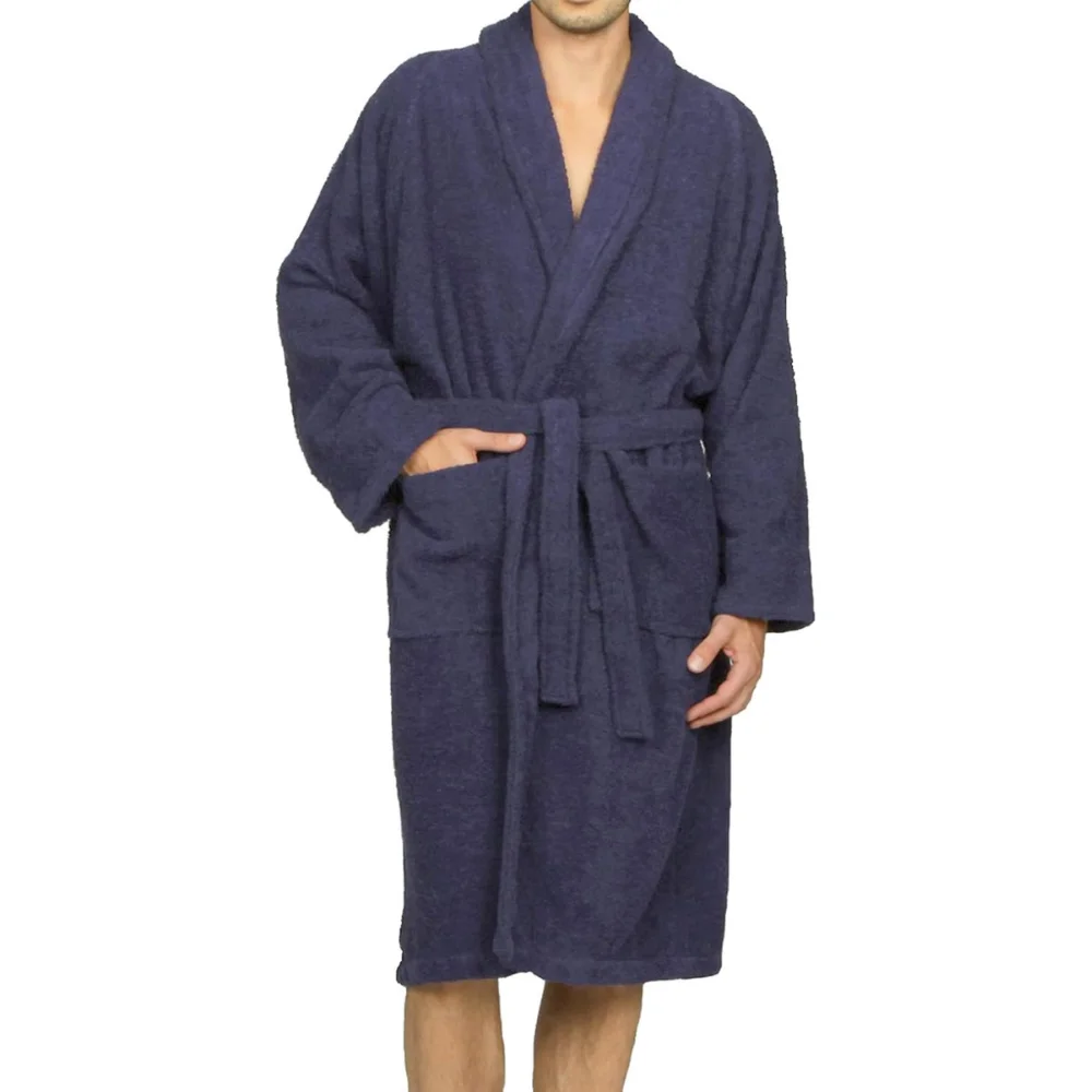 Custom Logo Design Korean Style Plus Size Terry Cotton Men Breathable Bathrobe Luxury Kimono Robes for Home Hotel Spa Lounge
