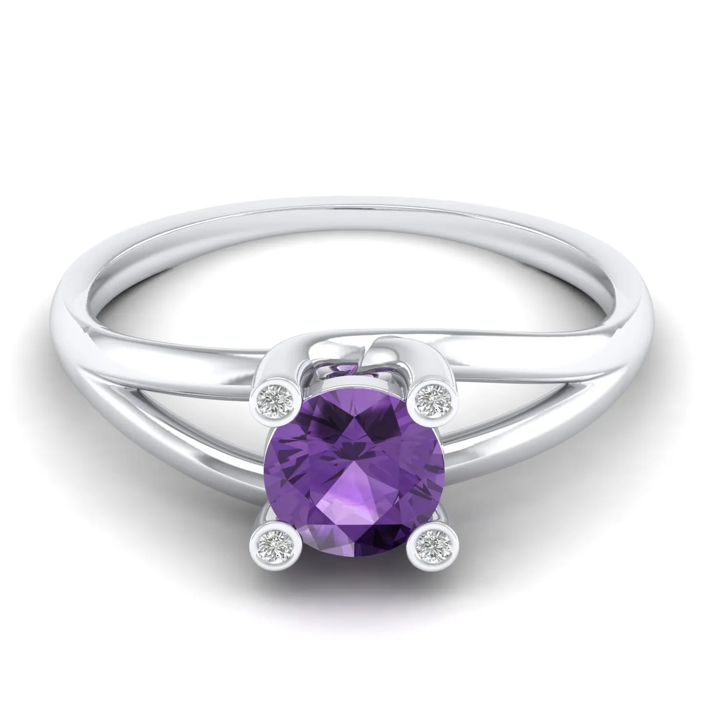 Velvet Twilight Whispers February Birthstone Amethyst Ring In 925 Sterling Silver Adorned with Sparking VVS Moissanite Wholesale