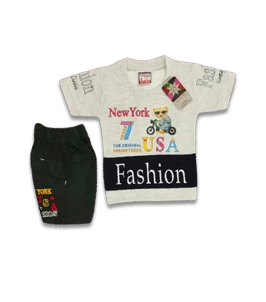 Hot Selling Summer 2pcs Kids Outfits Short Sleeve T-shirt and Shorts Plaid Casual Children Boy Clothes Set