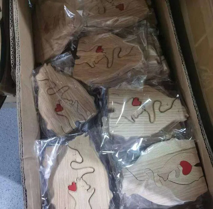 Customized Good Quality Natural Wooden Art Personalized Bear Family Puzzle Home Decor Gift