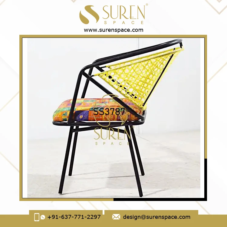 Indian Style Handcrafted Iron Plastic Cane Chair with Seat Available with Custom Logo at Affordable Market Price