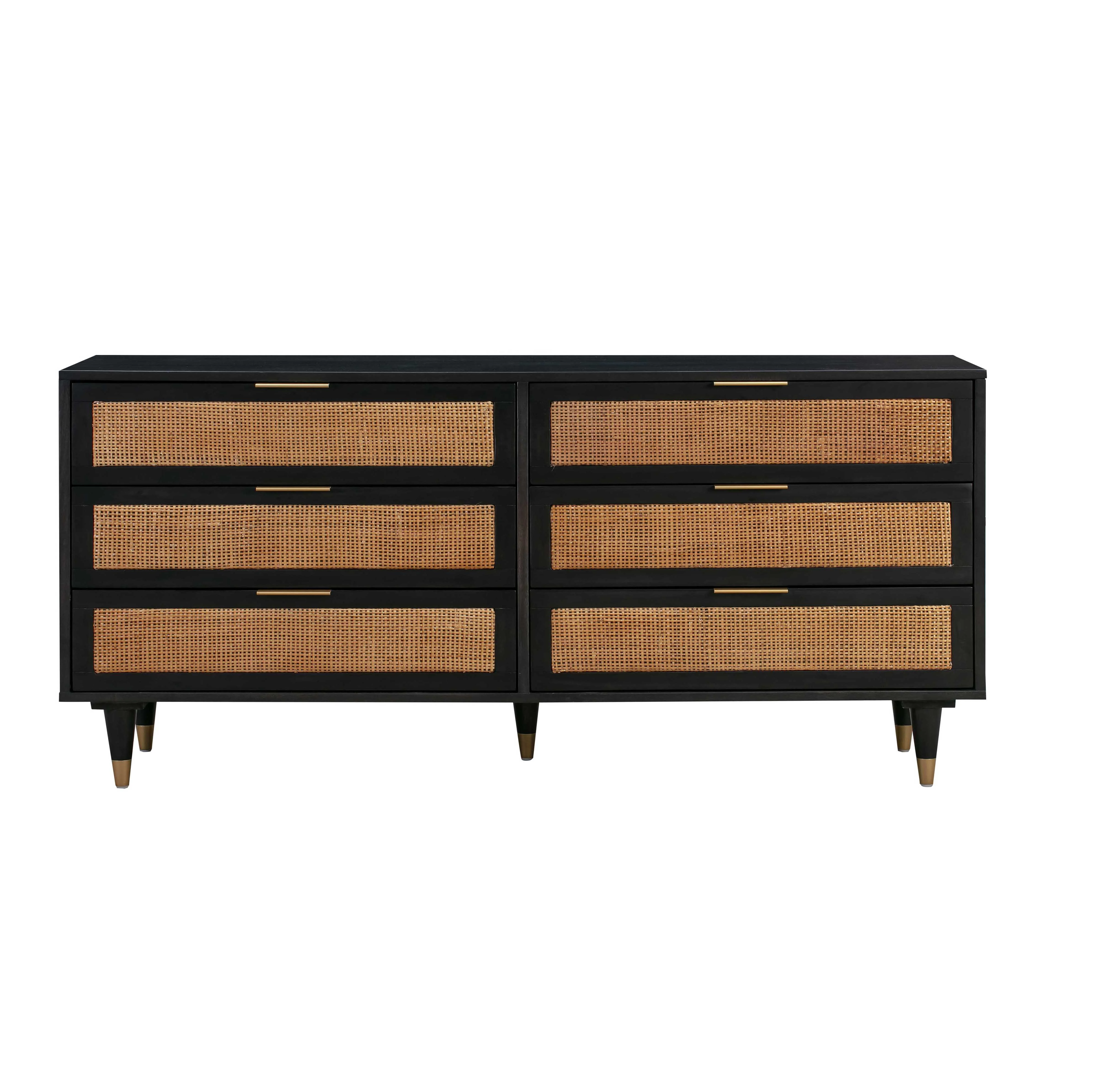 Best Design 100% Pure Strong Solid Acacia Wood Chest of Drawer 6 Drawer Dresser
