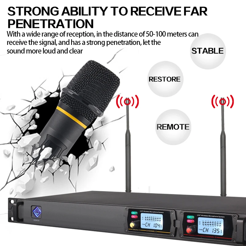 Wireless microphone one for two microphones school square stage dedicated outdoor performance long-distance anti-whistling
