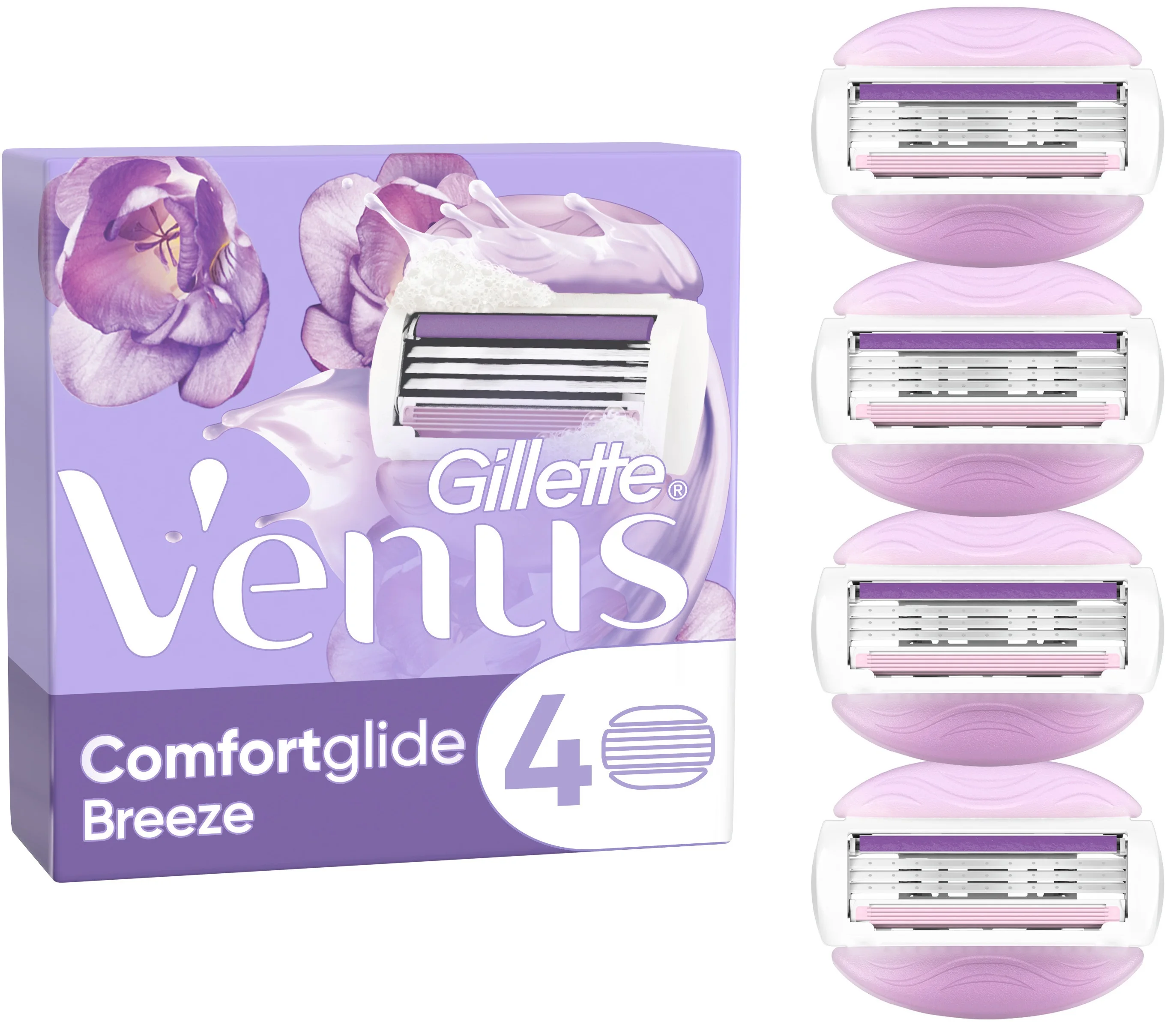 Gillette Venus Comfortglide Razor Blades for Women, Lubrastrip with A Touch of Botanical Oils, Spa, 8 Count, Pack of 1